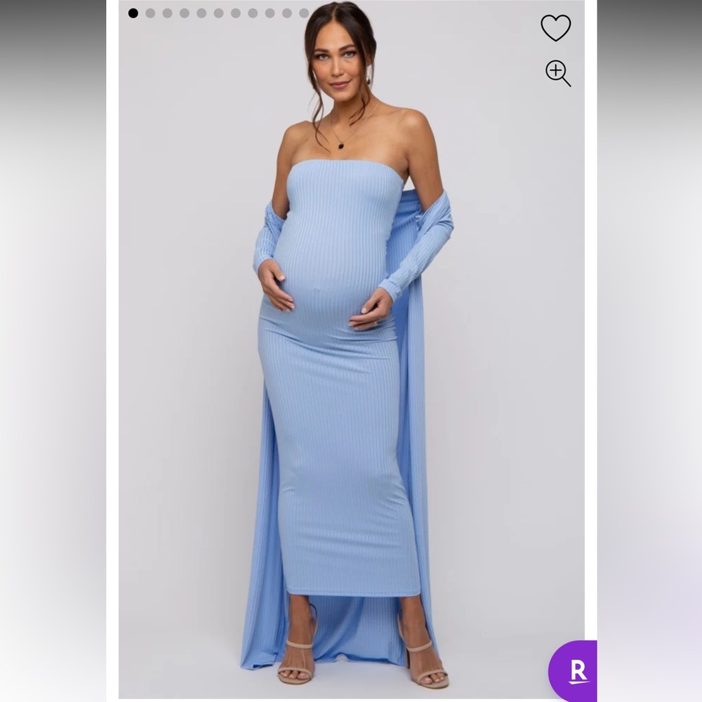 Pink Blush Maternity Blue Strapless Asymmetrical Dress